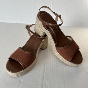 Marion Parke Haven Platform Sandals 39 US 9 Block Heel Raffia Comfort Cushioned